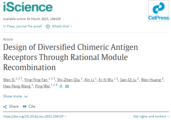 iScience | Design of Novel Chimeric Antigen Receptors (CARs) Through Module Recombination