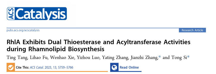 ACS Catalysis|A New Mechanism of Rhamnolipid Biosynthesis: Characterization of Enzyme Crystal Structure and High-throughput Screening by Mass Spectrometry