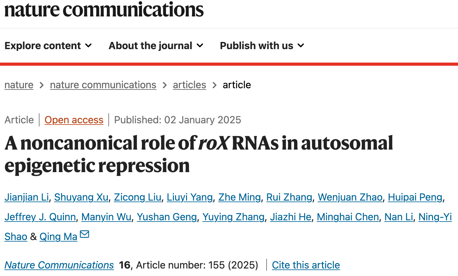 Nature Communications 马晴团队揭示性染色体剂量补偿RNA的新角色-图片 1.png