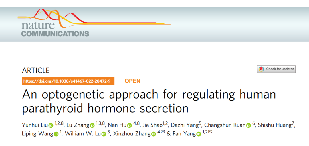 Nature Communications｜深圳先进院杨帆团队通过光调控甲状旁腺素分泌干预骨丢失